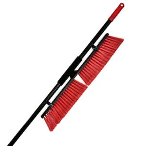 24 in. Red Indoor Outdoor Smooth Surface Push Broom (4-Pack)