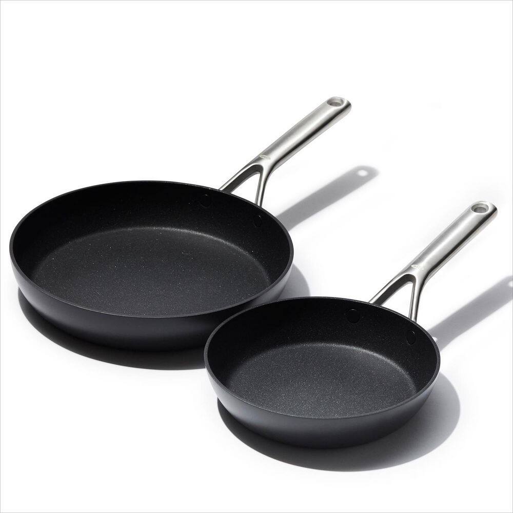 Black Aluminum Ceramic Non-Stick Frypan Set with Stainless Steel Handles