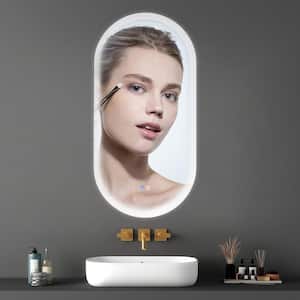 18 in. W x 35 in. H Mordern Oval Frameless Anti-Fog Dimmable Wall Bathroom Vanity Mirror in Silver with Memory Function