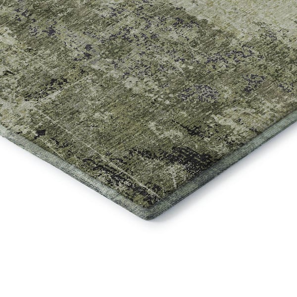 Mayfield Premium Machine Washable Abstract AMF1389 Aloe 2 ft. 3 in. x 7 ft. 6 in. Runner Rug