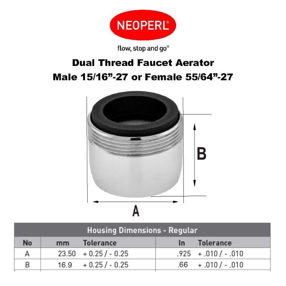 Chrome Brass Dual-Thread Water-Saving Faucet Aerators 6-Pack