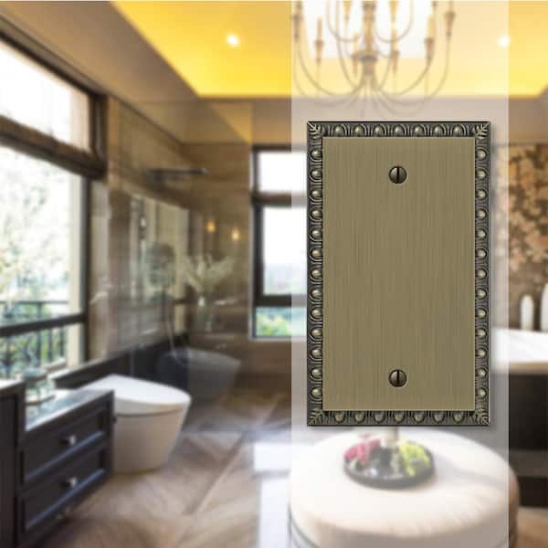 Antiquity 1 Gang Blank Metal Wall Plate - Brushed Brass