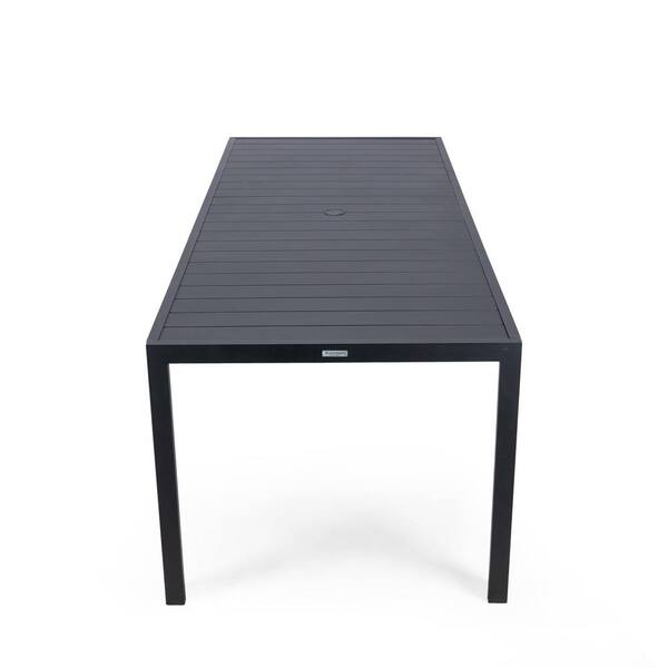 Leisuremod Chelsea Mid Century Modern 87 Rectangular Outdoor Dining Table in Black Aluminum Black CT87BL The Home Depot