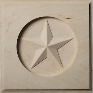 6 in. x 1 in. x 6 in. Unfinished Wood Maple Austin Star Rosette