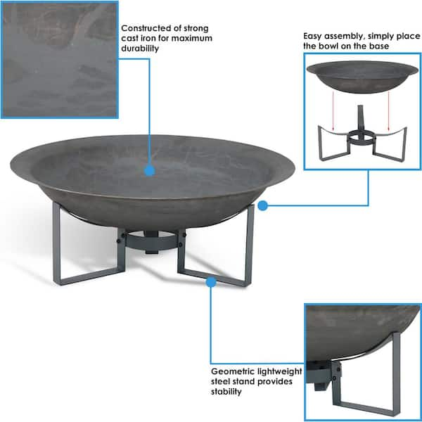 Sunnydaze Modern Cast Iron Fire Pit Bowl with Stand - 23 Diameter