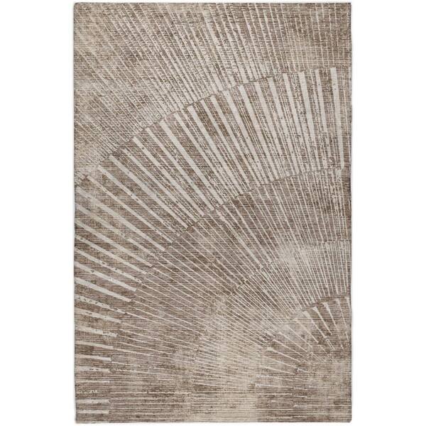 Dream Shag Premium Machine Washable Abstract ADS542 Taupe 5 ft. x 7 ft. 6 in. Area Rug