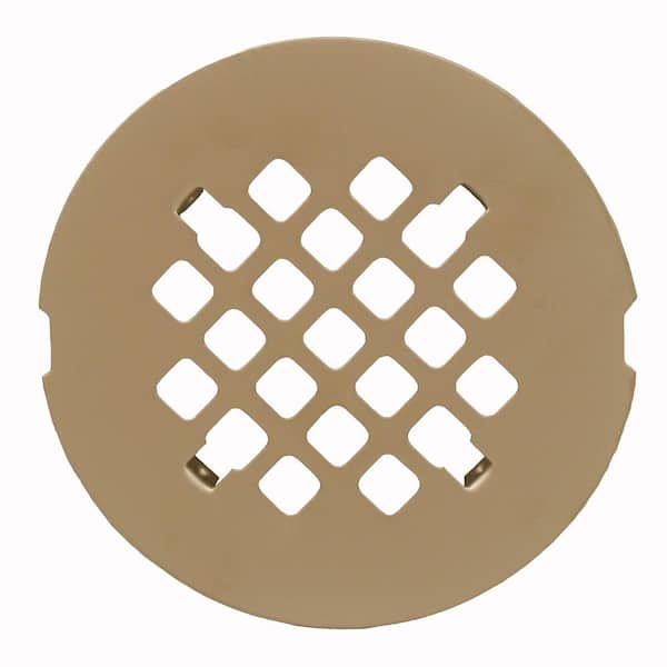 JONES STEPHENS 4-1/4 in. Round Replacement Snap-In Strainer in Pearl Nickel for No Caulk Fiberglass Shower Stall Drains