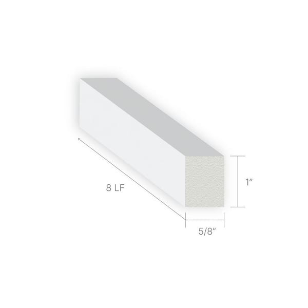 1 in. x 5/8 in. x 96 in. Baseboard White Prepainted Waterproof PVC Moulding (1-Piece - 8 Total Linear ft.)