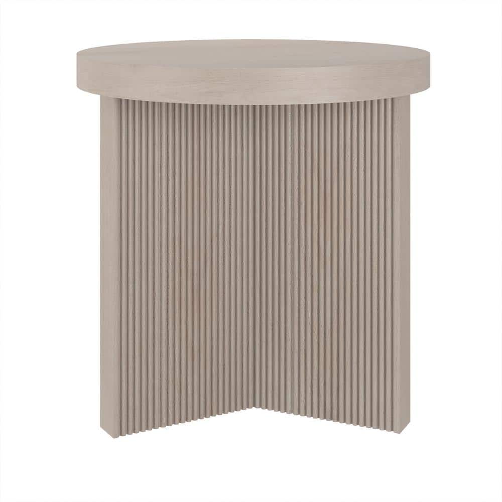 Holm 22 in. Antiqued Gray Oak Round MDF Top End Table - thumbnail 8