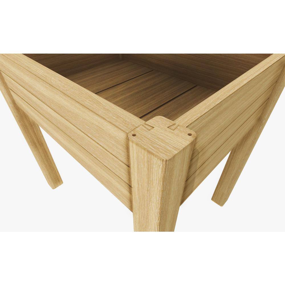 Natural Hardwood Elevated Garden Planter Table with Drainage Hole