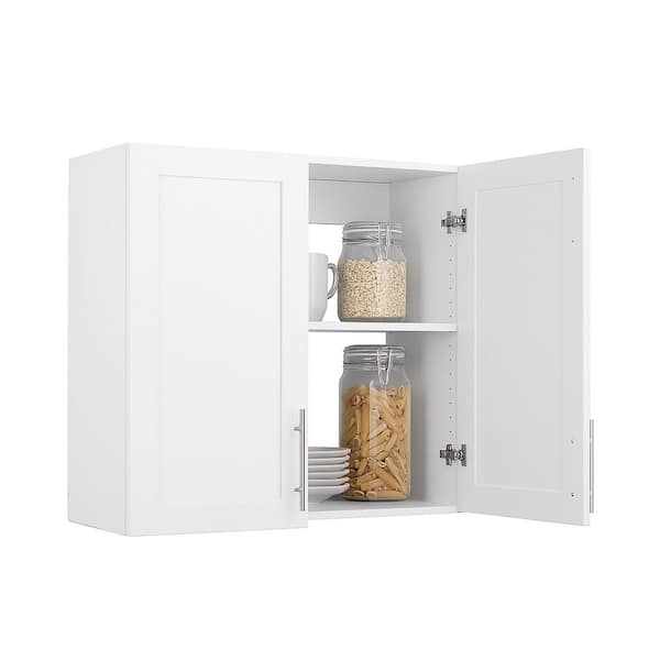Elite 32 in. W x 30 in. H x 12.75 in. D 2-Shelf Wall Mounted Cabinet with Panel Doors in White