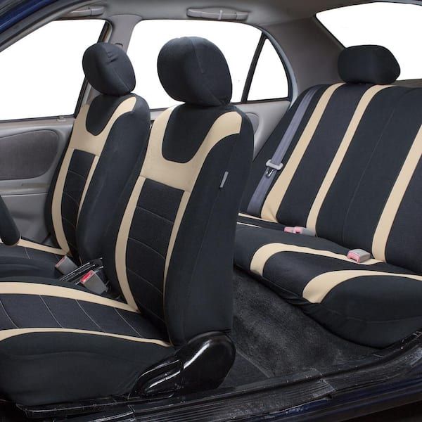 FH Group Premium PU Leather 15 in. x 12 in. x 6 in. Full Set Seat Covers  DMPU002GRBLK115 - The Home Depot