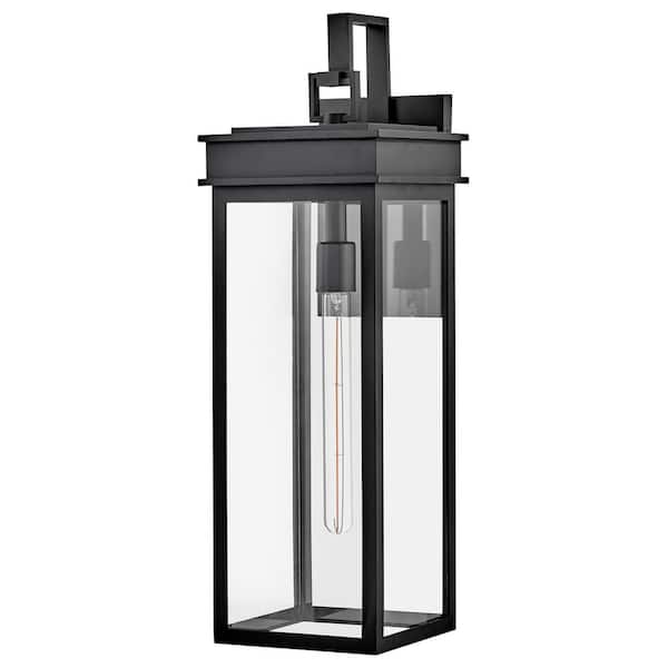 Cole 1-Light Black Outdoor Hardwired Wall Lantern Sconce