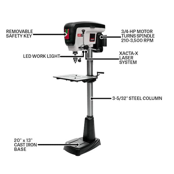 Jet JDP-17 17 in. 3/4 HP Drill Press 716300 - The Home Depot