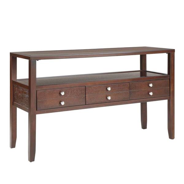 HomeSullivan Brannan 50 in. Cherry Rectangle Wood Console Table with Drawers