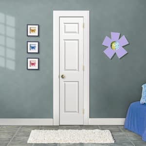 18 in. x 80 in. 3 Panel Colonist Primed Left-Hand Smooth Solid Core Molded Composite MDF Single Prehung Interior Door