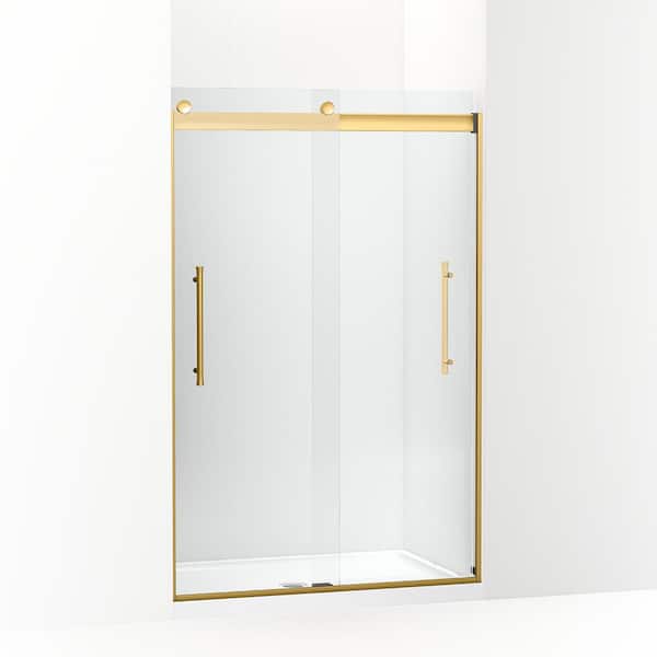 KOHLER Elmbrook 47.625 in. W x 73.4375 in. H Frameless Sliding Shower Door in Vibrant Brushed Moderne Brass