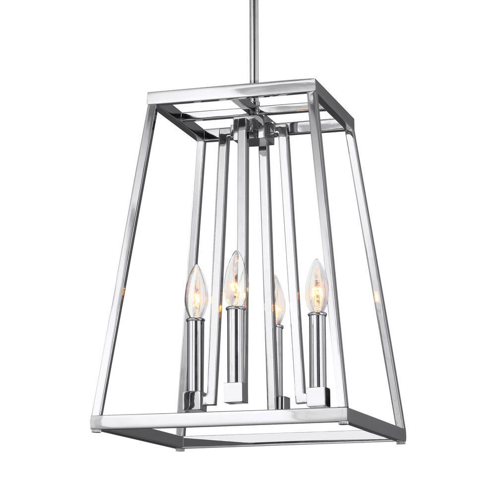 Chrome 13" Wide Glass 4-Light Pendant for Indoor/Outdoor