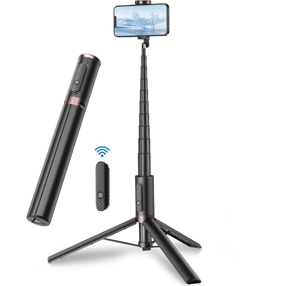 Portable Phone Selfie Stick Tripod with Integrated Wireless Remote and Exte