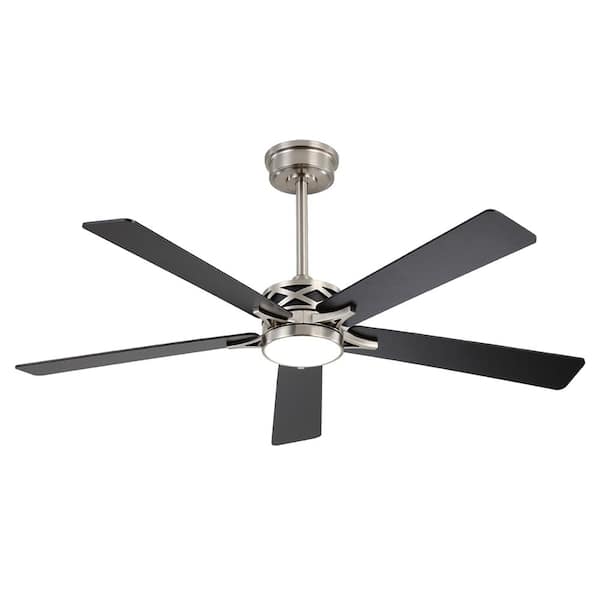 MLiAN 52 in. Smart Indoor 5-Blades Black and Nickel DC Motor Ceiling Fan with Light and Remote
