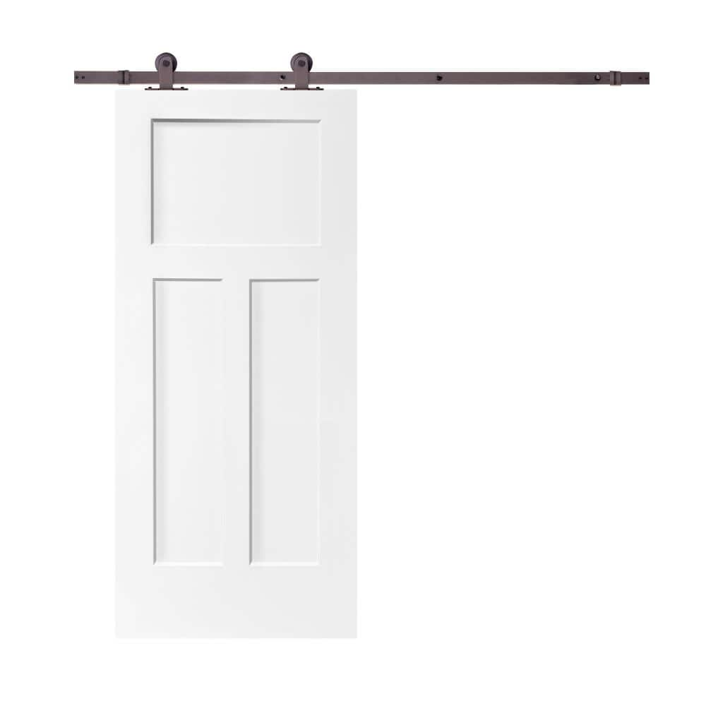 CALHOME 30 in. x 80 in. White Stained Composite MDF 3-Panel Interior ...