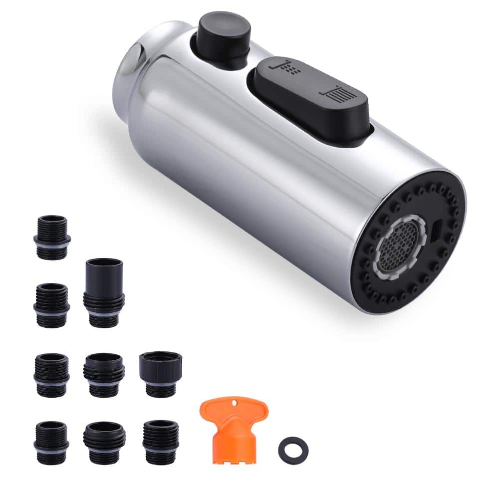 3 Modes Pull Down Kitchen Faucet Sprayer Head Replacement with 9 Adapters in Polished Chrome price history on PriceWatchPro
