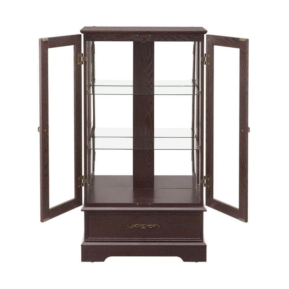 25.98 in. W x 11.81 in. D x 47.44 in. H Bathroom Dark Brown Linen Cabinet