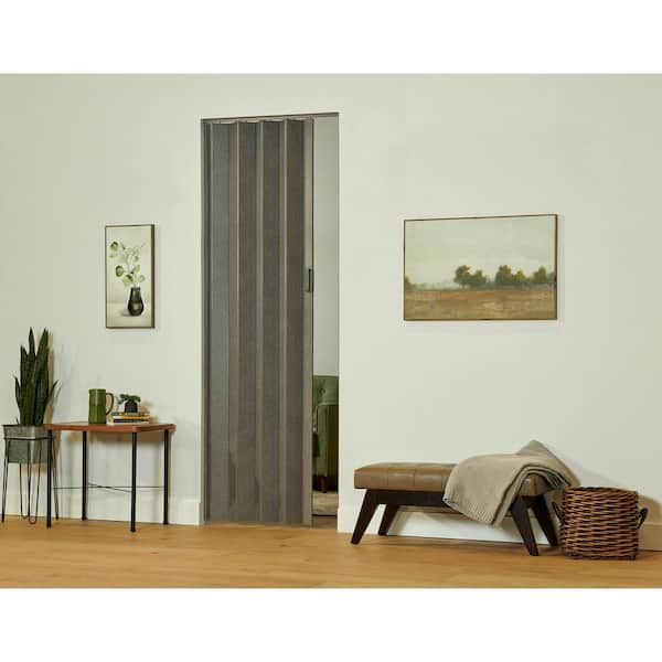 Spectrum Elite 36 in. W. x 96 in. Grey Linen Vinyl Accordion Door