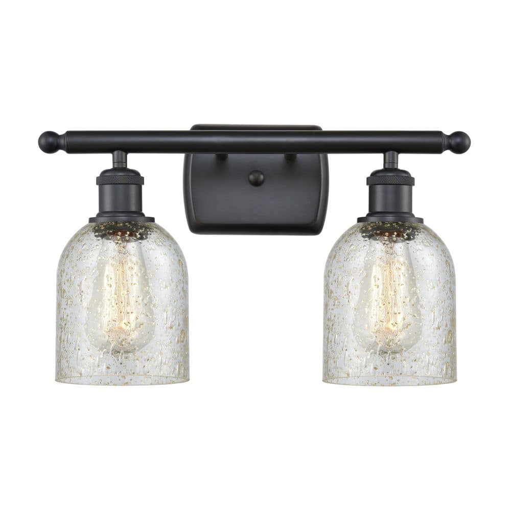 Caledonia 16 in. 2-Light Matte Black Vanity Light with Glass Shade price history on PriceWatchPro