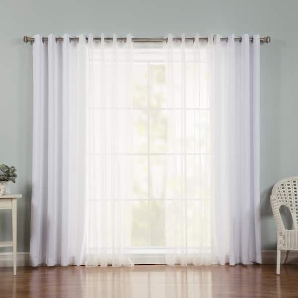 Best Home Fashion ZigZag White Geometric Grommet Sheer Curtain - 52 in. W x 96 in. L (Set of 2)