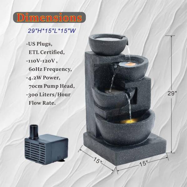 SUNRINX 29-Inch Terrazzo Style LED Outdoor Indoor Water Fountain