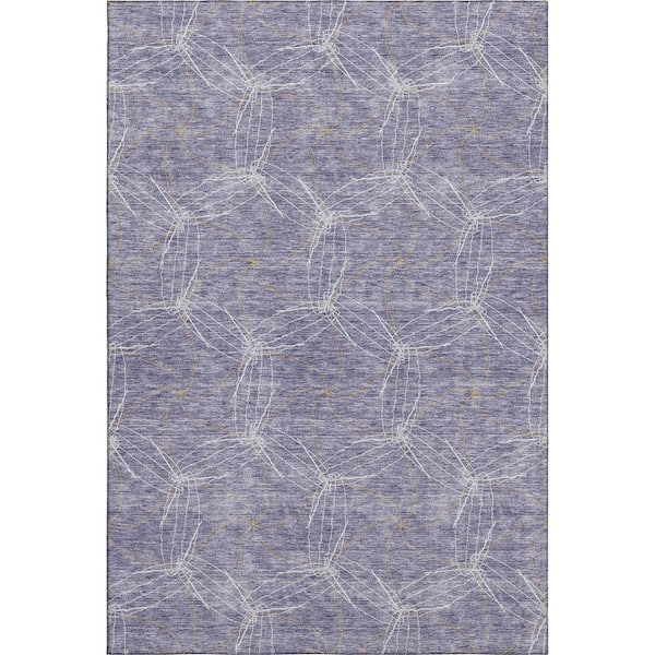 Addison Rugs Mayfield Premium Machine Washable Abstract AMF968 Purple 8 ft. x 10 ft. Area Rug