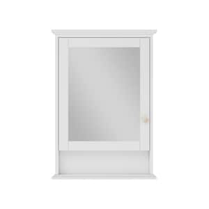 24 in. W x 34 in. H Rectangular Solid Wood Surface Mount Medicine Cabinet with Mirror, Left Door, White, Soft Close