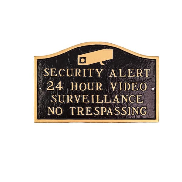 Montague Metal Products Security Alert Small Statement Plaque - Black/Gold