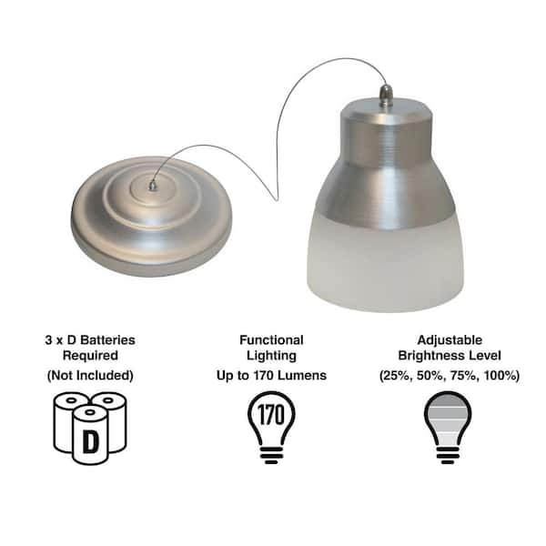 It S Exciting Lighting 24 Light Nickel 2 25 Watt Integrated Led Battery Operated Ceiling Pendant With Frosted Glass Shade Iel 5778 - Are There Battery Operated Ceiling Lights