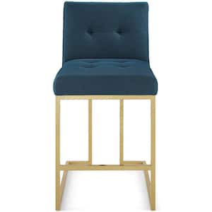 Privy 36.5 in Gold Azure Stainless Steel Upholstered Fabric Counter Stool