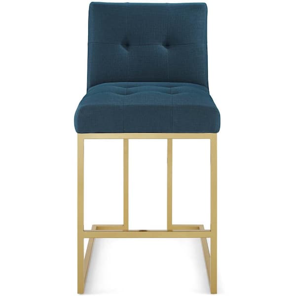 MODWAY Privy 36.5 in Gold Azure Stainless Steel Upholstered Fabric Counter Stool