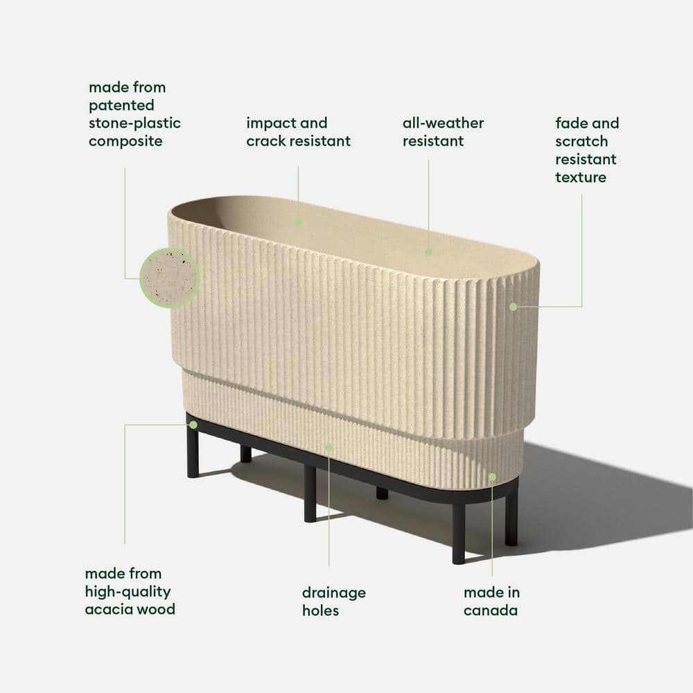 Sandstone and Black 30" Raised Planter with Acacia Wood Stand