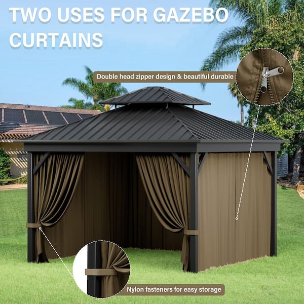 Kimunuk 10 ft. x 10 ft. Universal Outdoor Privacy Curtains, Gazebo