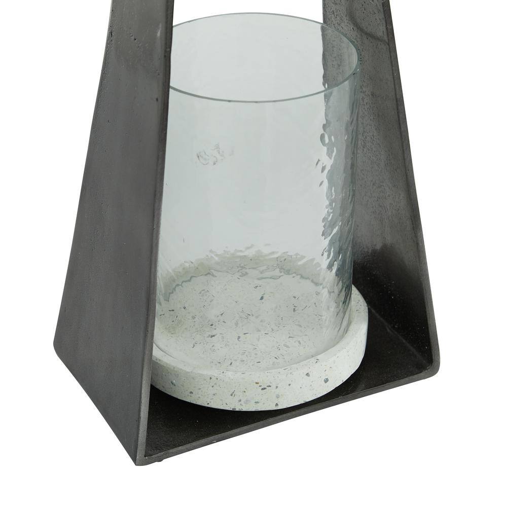 Contemporary Black Candle Lantern - 8" x 17.5" Hanging Hurricane