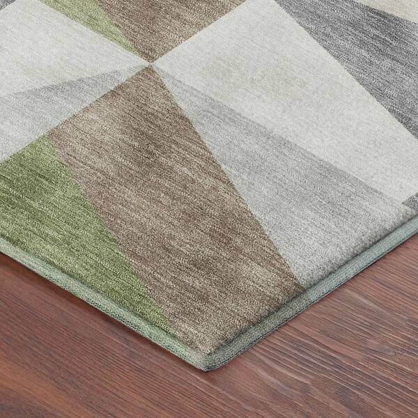 Mayfield Premium Machine Washable Abstract AMF2327 Aloe 9 ft. x 12 ft. Area Rug