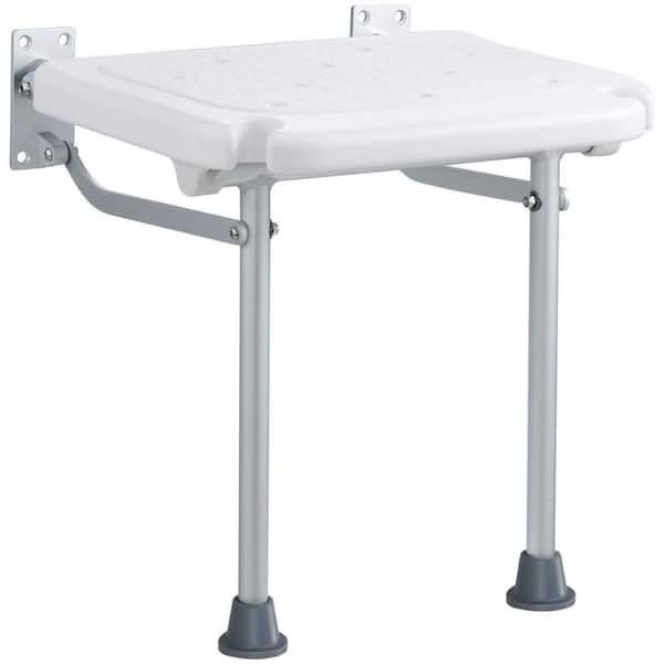 15.7 in. W Foldable Wall-Mount Walk In Shower Seat, Heavy Duty PE Chair for Bathroom in White