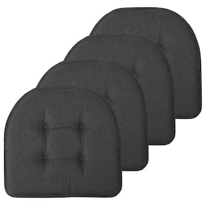 Charcoal, Solid U-Shape Memory Foam 17 in. x 16 in. Non-Slip Indoor/Outdoor Chair Seat Cushion (4-Pack)