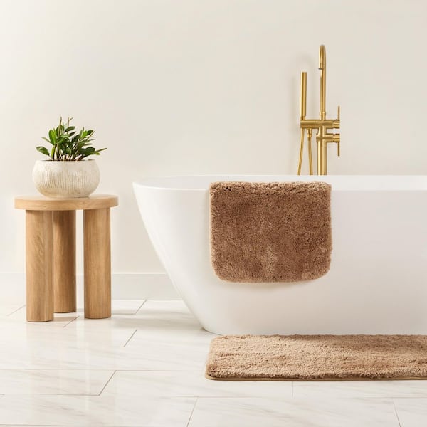 Ultra Soft 34 in. x 21 in. Mocha Brown Plush Bath Mat
