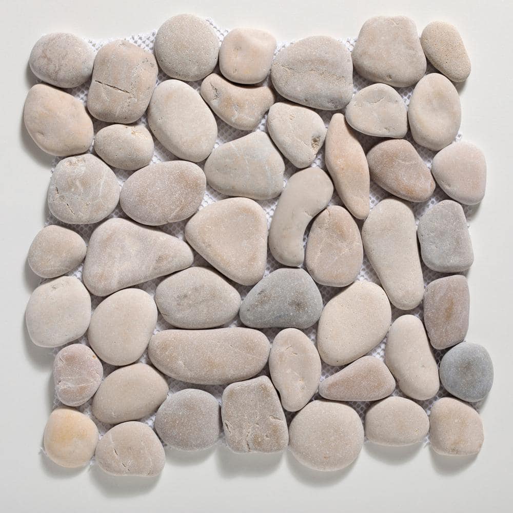 CRUZ BAY STUDIO Classic Pebble Tile Tan 11-1/4 in. x 11-1/4 in. x 12 ...