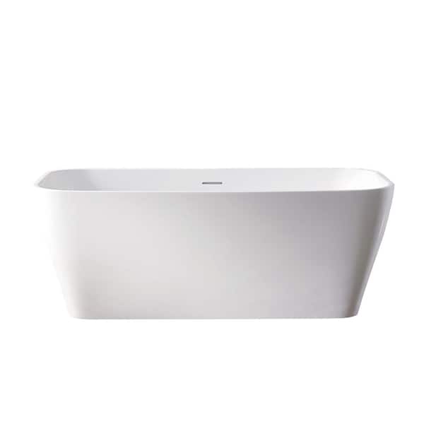 Vinnova Augustine 67 in. x 31.5 in. Acrylic Flatbottom Soaking Bathtub in White