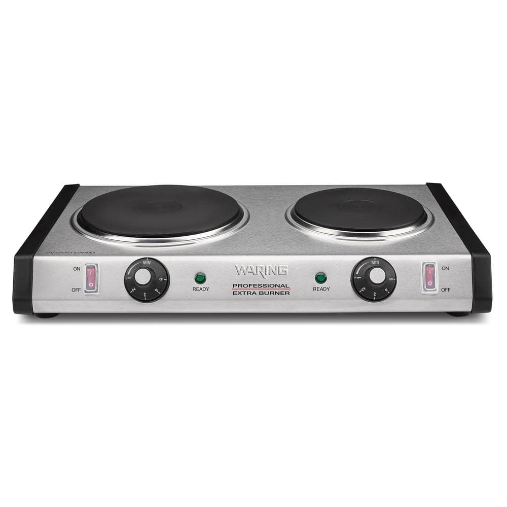 Waring Commercial Cast-Iron Double Burner 7 in. Silver Hot Plate