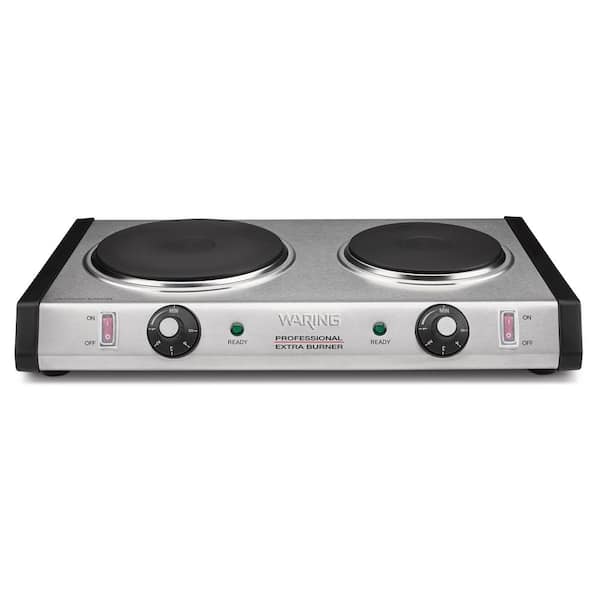 Cast-Iron Double Burner 7 in. Silver Hot Plate