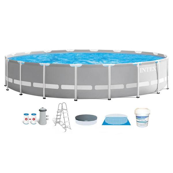 Intex 18 ft. x 48 in. Frame Above Ground Swimming Pool Set with Pump and Chlorine Tabs