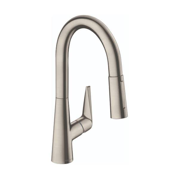 Hansgrohe Talis S Single-Handle Pull-Down Sprayer Kitchen Faucet with QuickClean in Steel Optic